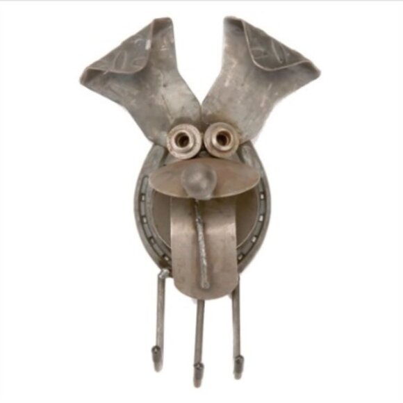 New NWT Original Yardbirds Lucky Happy Puppy Metal Dog Wall Art Key Leash Holder - Picture 1 of 13